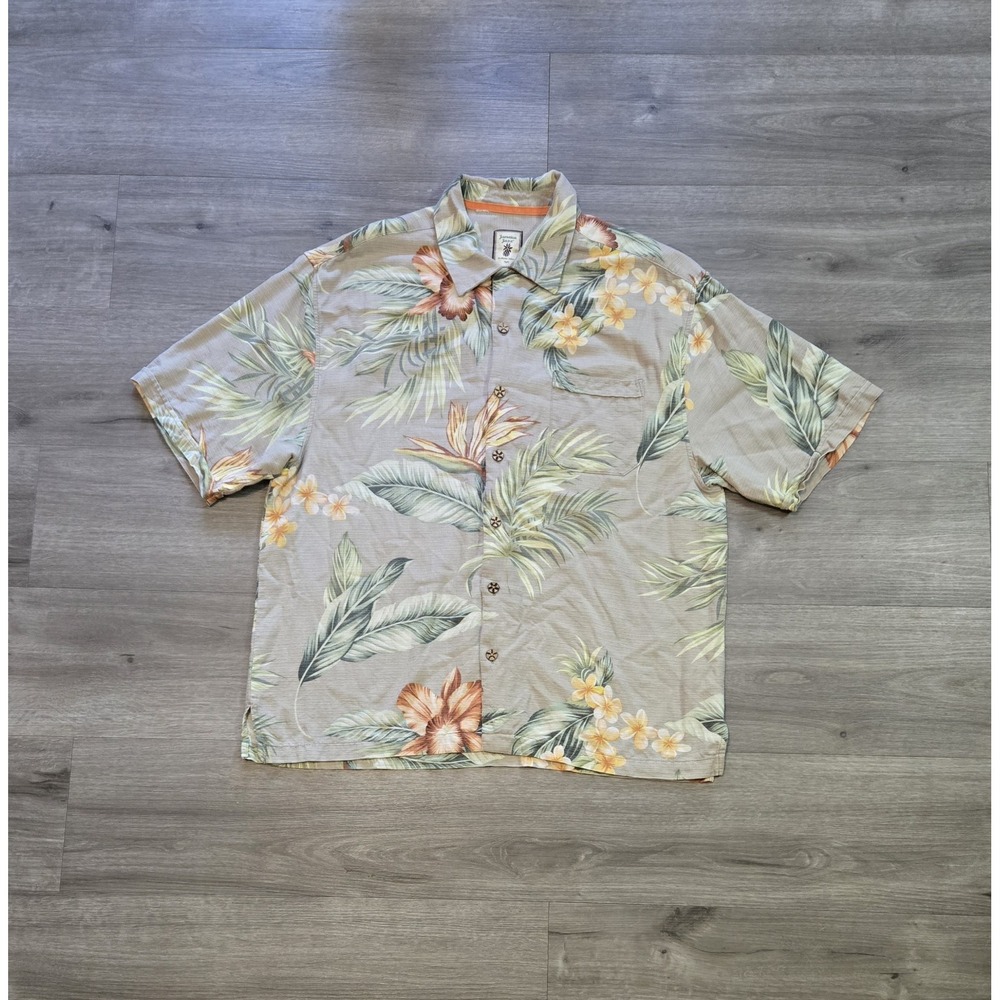 Jamaica Jaxx Hawaiian Shirt Mens XL  Floral Tropical 100% Silk Button Front Vtg